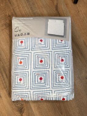 NWT IKEA Myskmalva King Size Duvet Cover + Pillowcases Geometric